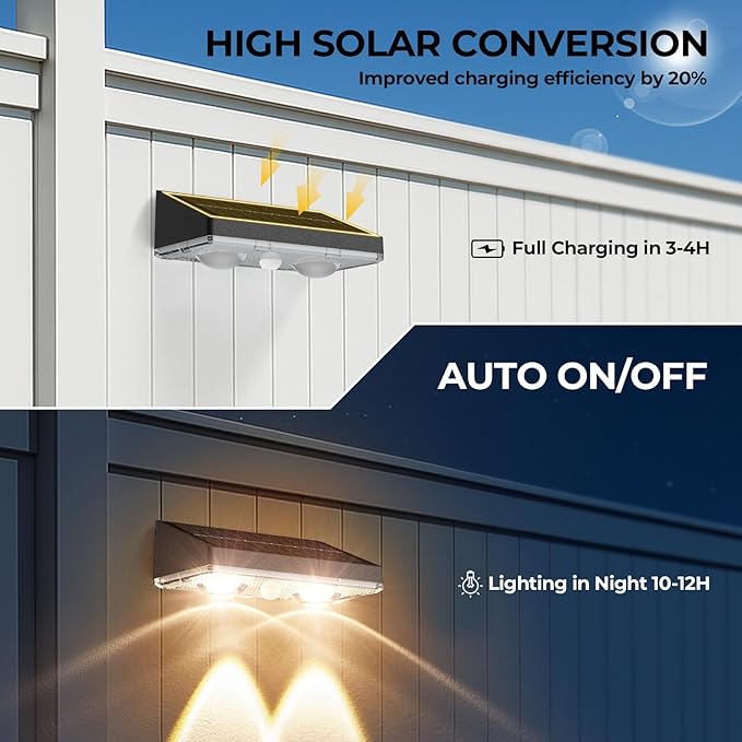 Solar Fence Lights Outdoor 8 Pack – IP65 Waterproof Wireless Solar Deck Lights with 9 Color Modes, 80 Lumen Bright LED for Fence, Backyard, Patio, Pool, Wall – 12+ Hour Runtime, No Wiring