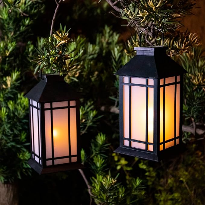 2-Pack Garden Solar Lanterns, Waterproof LED Patio Lights