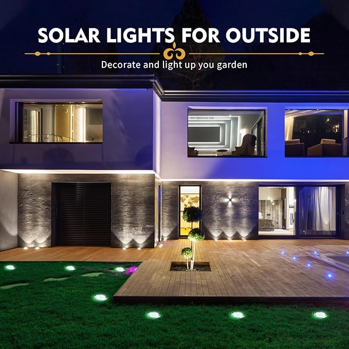 Solar Outdoor Lights - 12 Pack, Waterproof Solar Garden Lights for Landscape, Patio, Pathway, Lawn, Yard, Deck, Driveway, Walkway