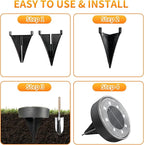 12-Pack Warm White Flat Solar Driveway Lights, Waterproof LED