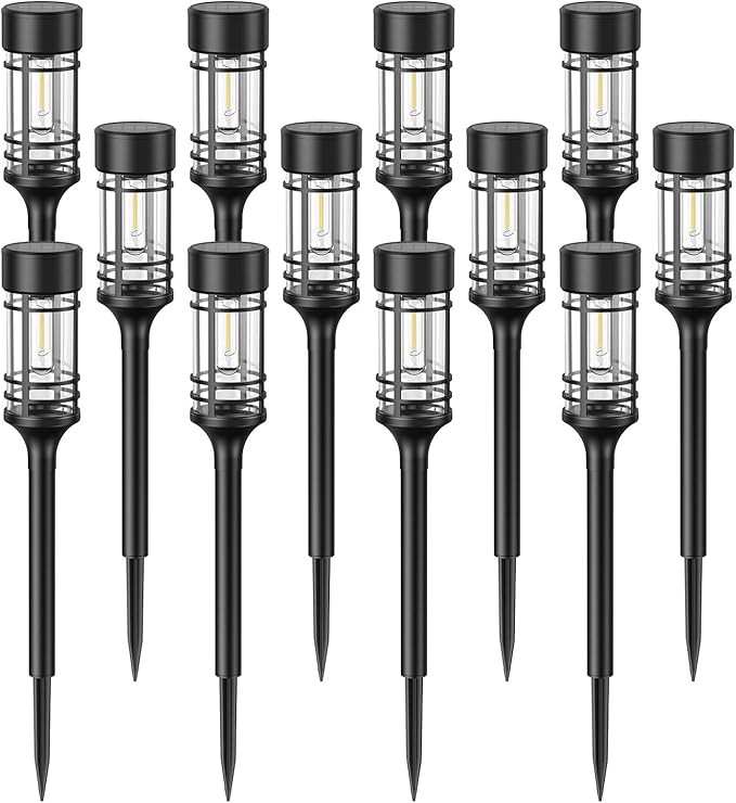 12-Pack Solar Path Lights, Outdoor Yard LED