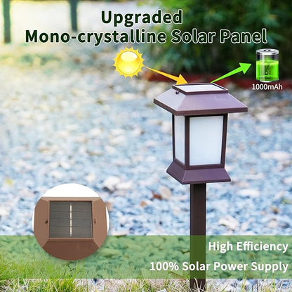 6Pack Solar Pathway Lights Outdoor with Flickering Flame, IP65 Waterproof, Solar Flame Lights with Hook, Upgraded 1000mAH Battery, Up to 12Hrs, Auto On/Off, Decor for Garden, Walkway
