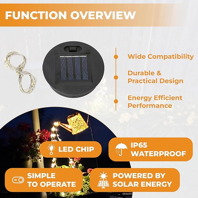 Solar Light Lantern Replacement Top 2 Pack 6cm/2.4inch Round Panel Lid with String, Decorative LED Fairy Can Lights for Outdoor Patio Yard Lawn Tree DIY Table Flower Garden Accessories Powered Parts