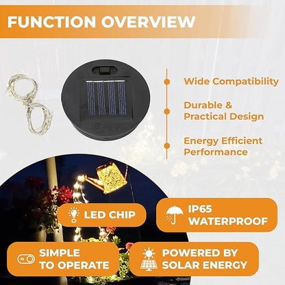 Solar Light Lantern Replacement Top 2 Pack 6cm/2.4inch Round Panel Lid with String, Decorative LED Fairy Can Lights for Outdoor Patio Yard Lawn Tree DIY Table Flower Garden Accessories Powered Parts