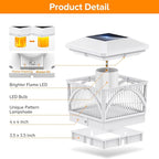 4-Pack White Solar Deck Post Lights, Outdoor LED Caps