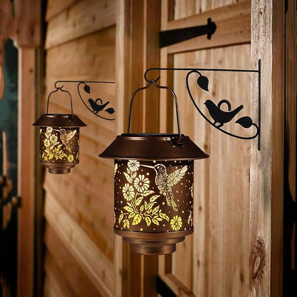 Hummingbird Solar Lantern Outdoor Hanging Sunflower Lights Gifts for Women Mom Metal Garden Decor Outside Waterproof LED Lanterns for Patio
