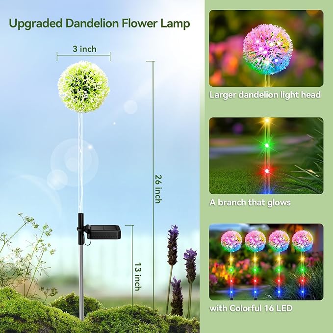 Solar Flat Disk Lights 4-Pack, Waterproof Walkway