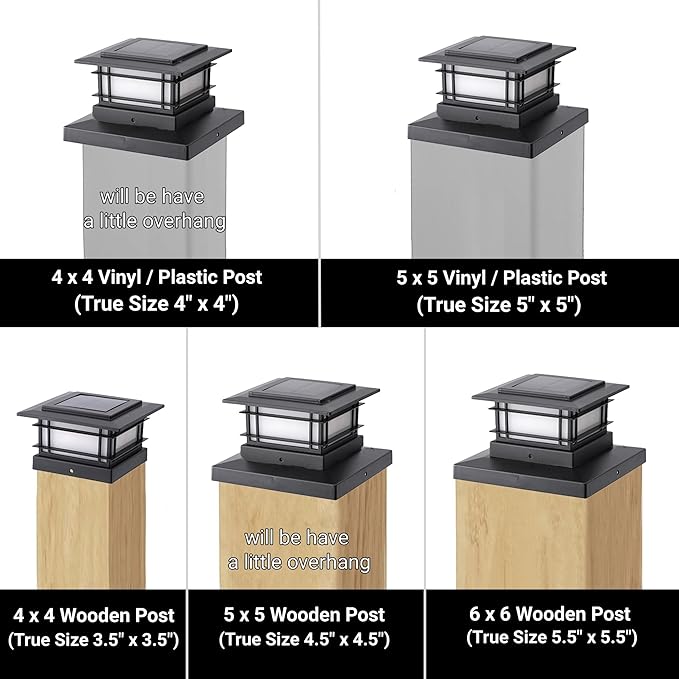 Dynaming 2 Pack Solar Post Cap Lights Outdoor with Flickering Flame Light, Fence Post Solar Lights Fit for 4x4 5x5 6x6 Vinyl/Wooden Posts, High Brightness SMD LED Lighting Decor for Garden Deck Patio