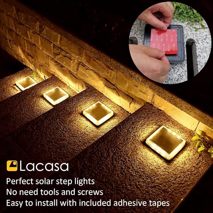 4-Pack Solar Ground Disk Lights, Warm White Waterproof LED