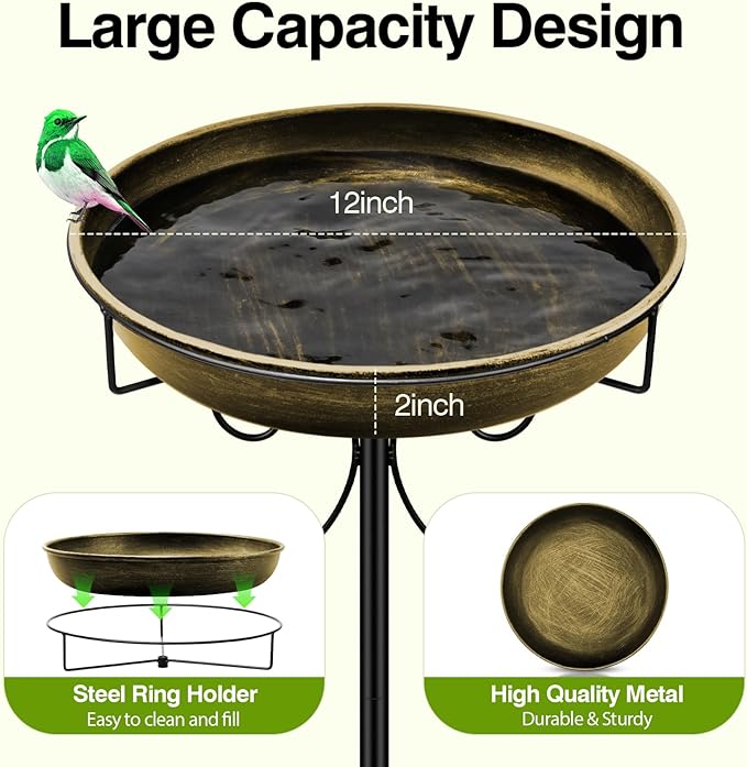 Metal Bird Bath, Vintage Outdoor Birdfeeder