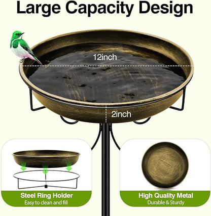 Metal Bird Bath, Vintage Outdoor Birdfeeder