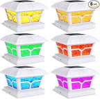Warm White Solar Fence Post Caps 6-Pack, Yard LED