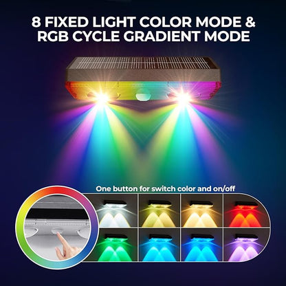 Solar Fence Lights Outdoor 12 Pack – IP65 Waterproof Wireless Solar Deck Lights with 9 Color Modes, 80 Lumen Bright LED for Fence, Backyard, Patio, Pool, Wall – 12+ Hour Runtime, No Wiring