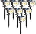 8-Pack RGB Color-Changing Solar Spotlights, Waterproof Yard LED
