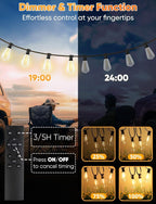 50ft String Lights for Porch, Waterproof LED