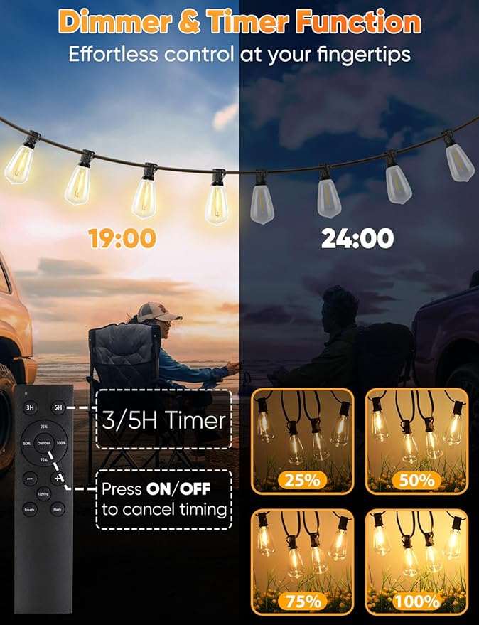 Porch String Lights, 120ft Weatherproof LED