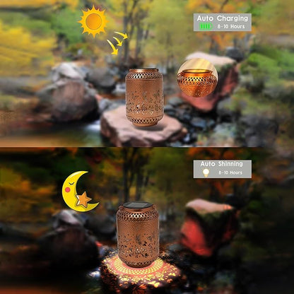 Butterfly Solar Lanterns Garden Decor Birthday Gifts for Women Mon Grandma Metal Hanging Solar Lights Waterproof Outdoor Decoration for Outside LED Lanterns for Yard Patio Lawn Pathway Landscape