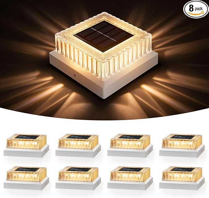 Solar Post Cap Lights for Yard, LED