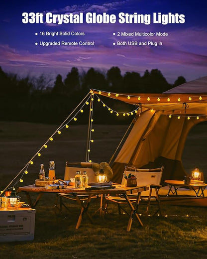 33ft RGB Outdoor Edison String Lights, Weatherproof
