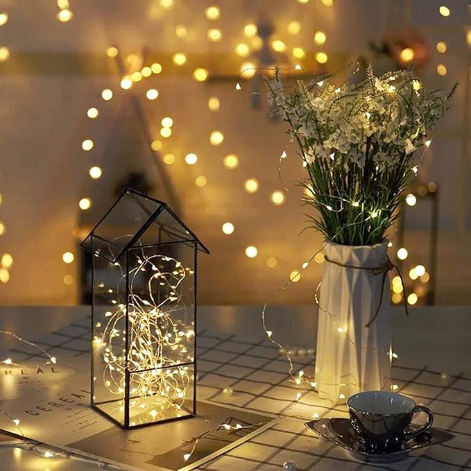 10 Pack Fairy Lights with Timer,10 ft 30 LED String Lights 8 Modes Fairy Lights Battery Operated Waterproof for DIY Wedding Party Bedroom Mason Jars Christmas Decorations (Warm White)