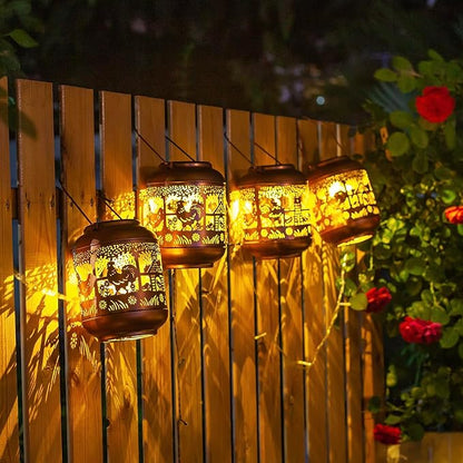 Chicken Solar Lanterns Outdoor Waterproof,Hanging Solar Lights Chicken Gifts for Women Men Metal LED Decorative Light for Yard,Patio,Lawn,Tabletop,Pathway,Landscape,Garden Decor
