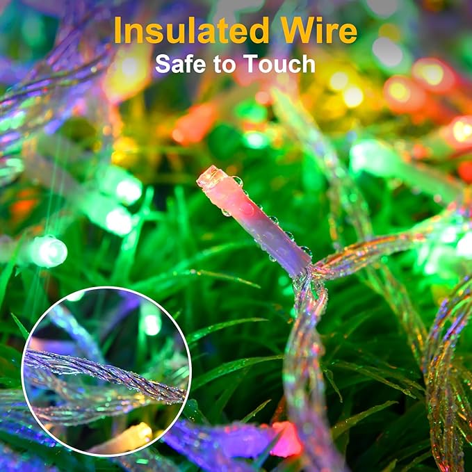 Christmas Lights Outdoor Battery Operated Total 100LED 33ft for Christmas Decorations 16.4Ft*2, 50LED*2 Waterproof Indoor with Timer for Christmas Decor, Multicolor