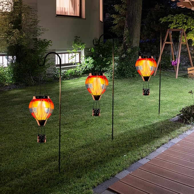Rustic Hanging Solar Lanterns for Patio, Waterproof LED