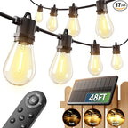 54ft LED Patio String Lights, Waterproof Outdoor