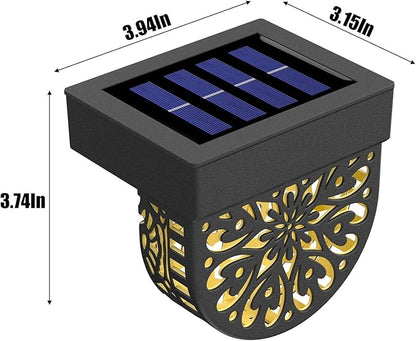 6 Pack Solar Fence Lights Outdoor Wall Lights Plastic Solar Powered Deck Step Stair Lights Mandala Theme Waterproof Fence Solar Light for Garden Post Patio Yard Decor, Gardening Gifts for Women Mom
