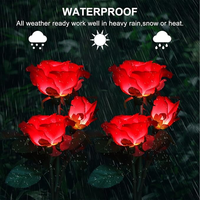 Anordsem Rose Lights Solar Powered for Women: Garden Light Waterproof for Yard Decorations Outdoor - Flower Lamp Colorful Lighting Cemetery Decor - Mother's Day Birthday Gifts for Mom Wife