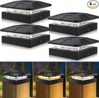 4-Pack 3-Mode Fence Post Cap Lights, Solar LED