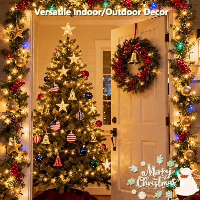 18ft Christmas LED String Lights, Waterproof Timer Lights
