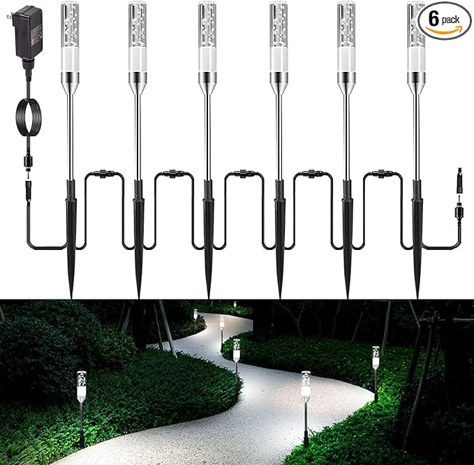 Solar Yard Path Lights 6-Pack, IP65 Waterproof