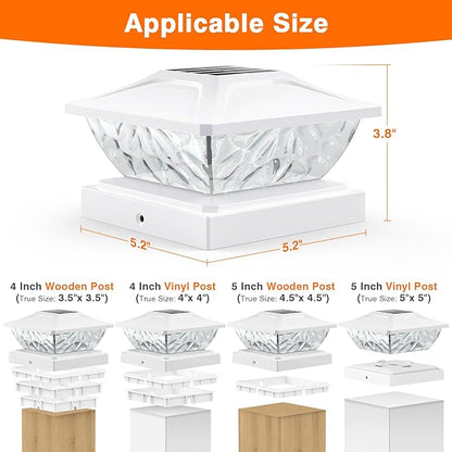 8 Pack Solar Post Cap Lights, 2 Mode Bright Solar Post Lights Outdoor Waterproof Fence Post Cap Lights, Outdoor Post Lights Solar Powered Deck Light for 4x4 4.5x4.5 5x5 Posts in Garden Decor