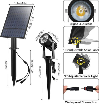 T-SUN Green Solar Spotlights, 2-in-1 Outdoor Waterproof Solar Landscape Spotlights for Garden, Yard, Halloween, Christmas Decor(Green)