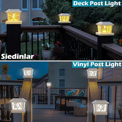 SIEDiNLAR Solar Post Cap Lights Outdoor 4 Modes 40 LEDs Aluminum Glass Fence Post Light for 4x4 5x5 6x6 Vinyl Wooden Posts Deck Patio Decor, Warm White & Cool White Dynamic Lighting White (1 Pack)