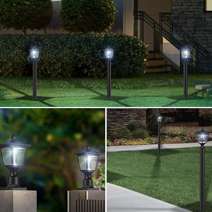 Greluna Solar Post Lights Outdoor, Solar Lamp Post Lights for Pathway, Driveway, Front/Back Door, Pack 1