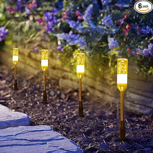 B-right LED Pathway Lights Outdoor, 6 Pcs Path Lights 570 Lumens AC Plug 12V Low Voltage Landscape Lighting, Extendable IP65 Waterproof Outdoor Garden Light for Patio Yard Walkway, Warm White 2700K