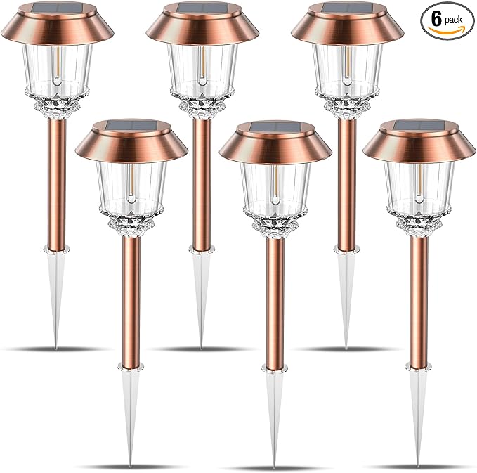 6-Pack Warm White Solar Path Lights, Outdoor Walkway LED