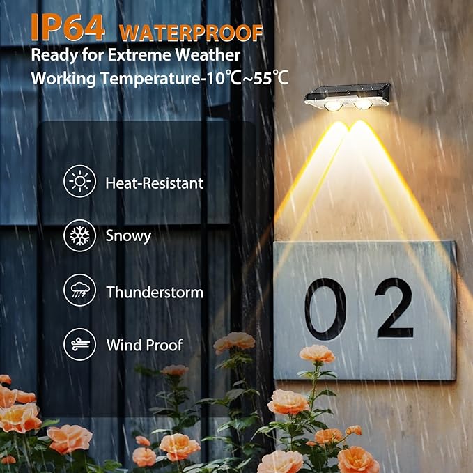 Solar Fence Lights Outdoor-3000/4000/6000K 3 Mode,IP65 Waterproof Solar Powered Lights Outdoor for Backyard/Patio/Fence/Wall/Deck/Step/Porch/Railings/Pool (12pack)