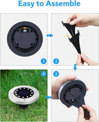 8-Pack Warm White In-Ground Solar Lights, Flat LED Landscape