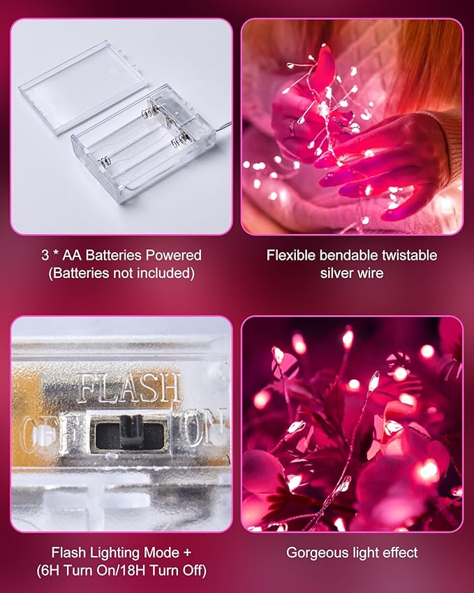 5ft Christmas LED String Lights, Waterproof Timer Lights
