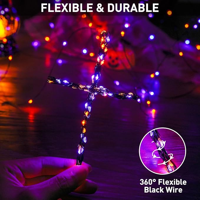 4-Pack Halloween LED String Lights, Waterproof Timer Lights