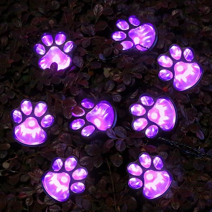 16.8ft Solar Paw Print Lights, Cat Dog Animal Solar String Lights (Set of 8) Outdoor Decoration, Warm Up Your Pet and Make The Garden More Vibrant and Lovely, a Gift for Pet Lovers
