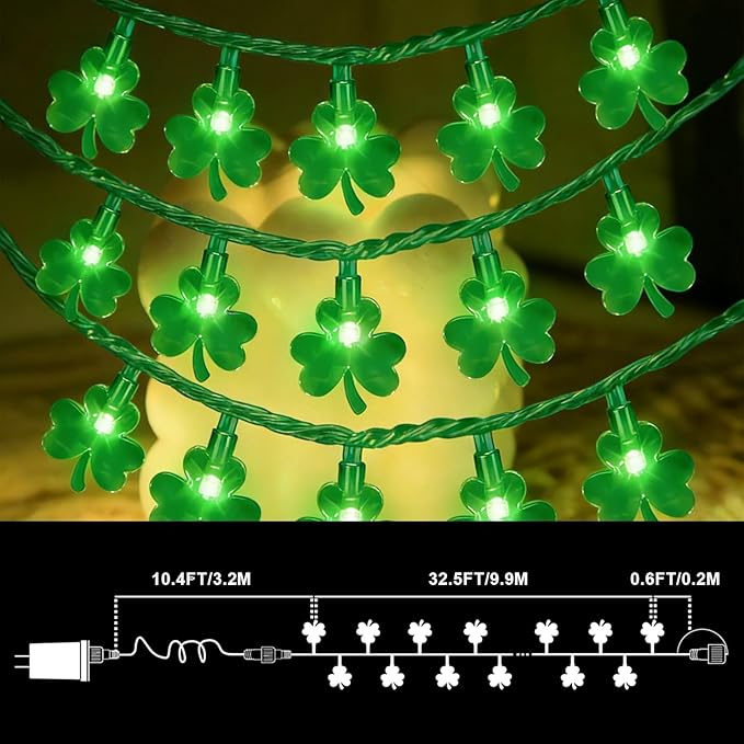 33ft Green Outdoor Edison String Lights, Weatherproof