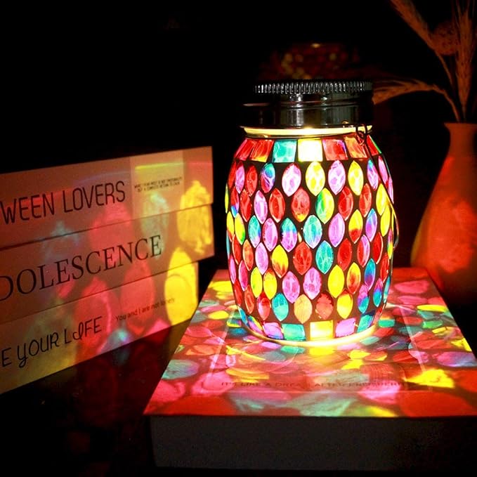Elegant Mosaic Solar Lanterns for Yard, Waterproof LED