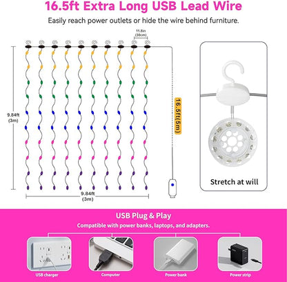 Multicolor Porch String Lights, 8ft Weatherproof LED