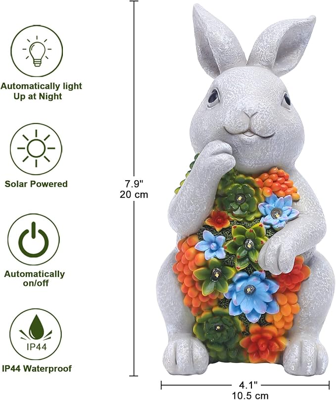 Solar Bunny Statue Light, Yard Decor