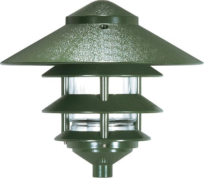 NUVO 76/636 One 2 Louver Hood Outdoor Pagoda Landscape Pathway Light, 3 Tier-Large, Green