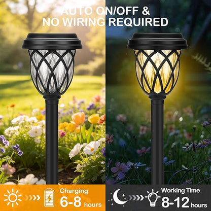 Solar Lights Outdoor 12 Pack Solar Garden Lights Waterproof IP65 Solar Landscape Lights Solar Pathway Lights for Patio, Yard, Driveway Decoration (Warm White